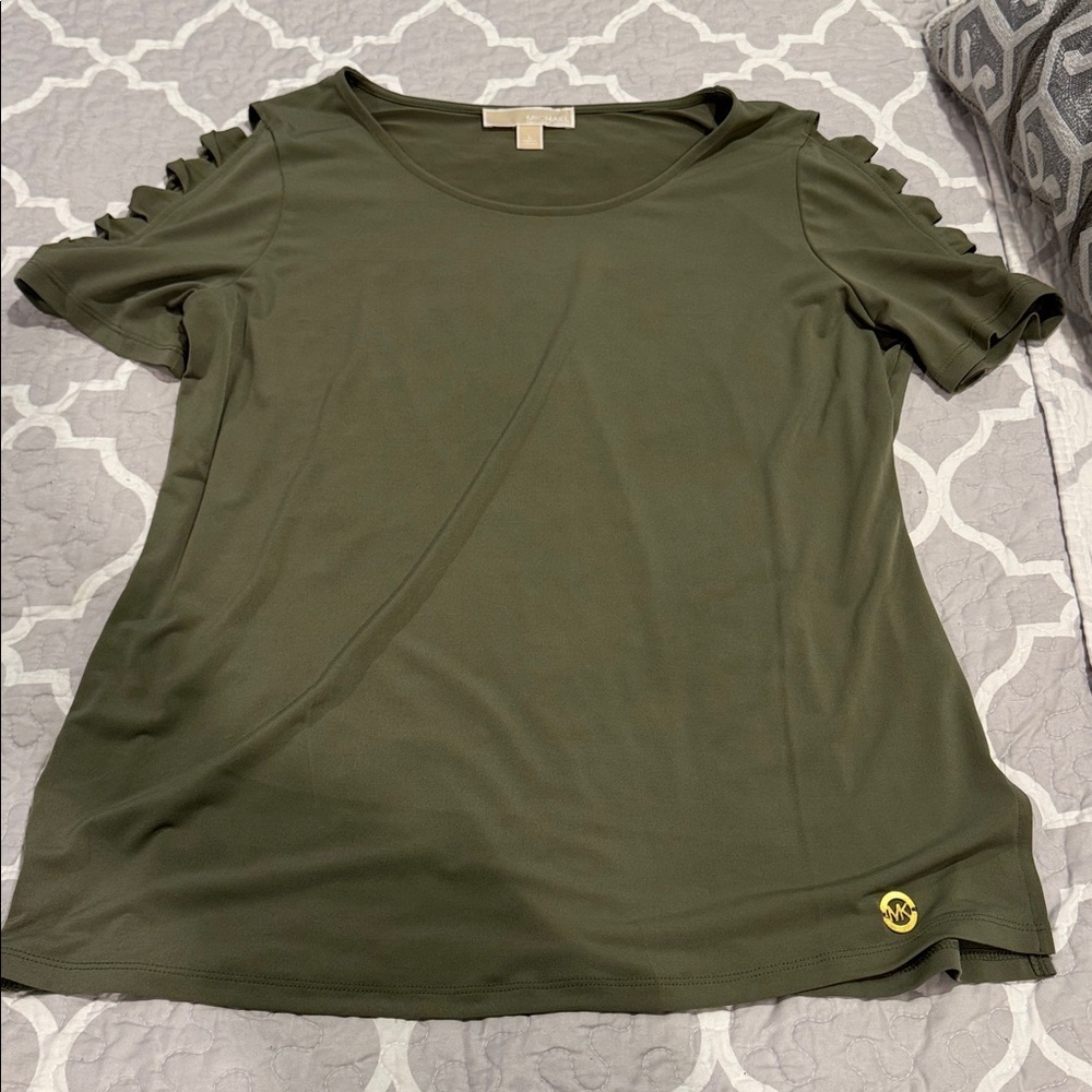 Michael Kors Olive Green Short Sleeve Top